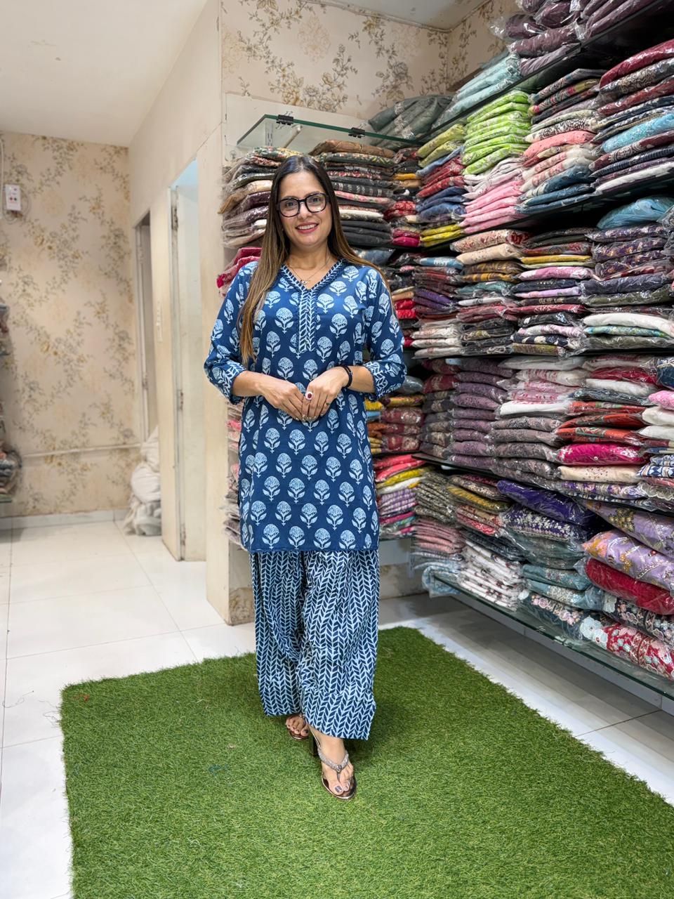 Pure Cotton Blue Farsi Salwar 2pc Set