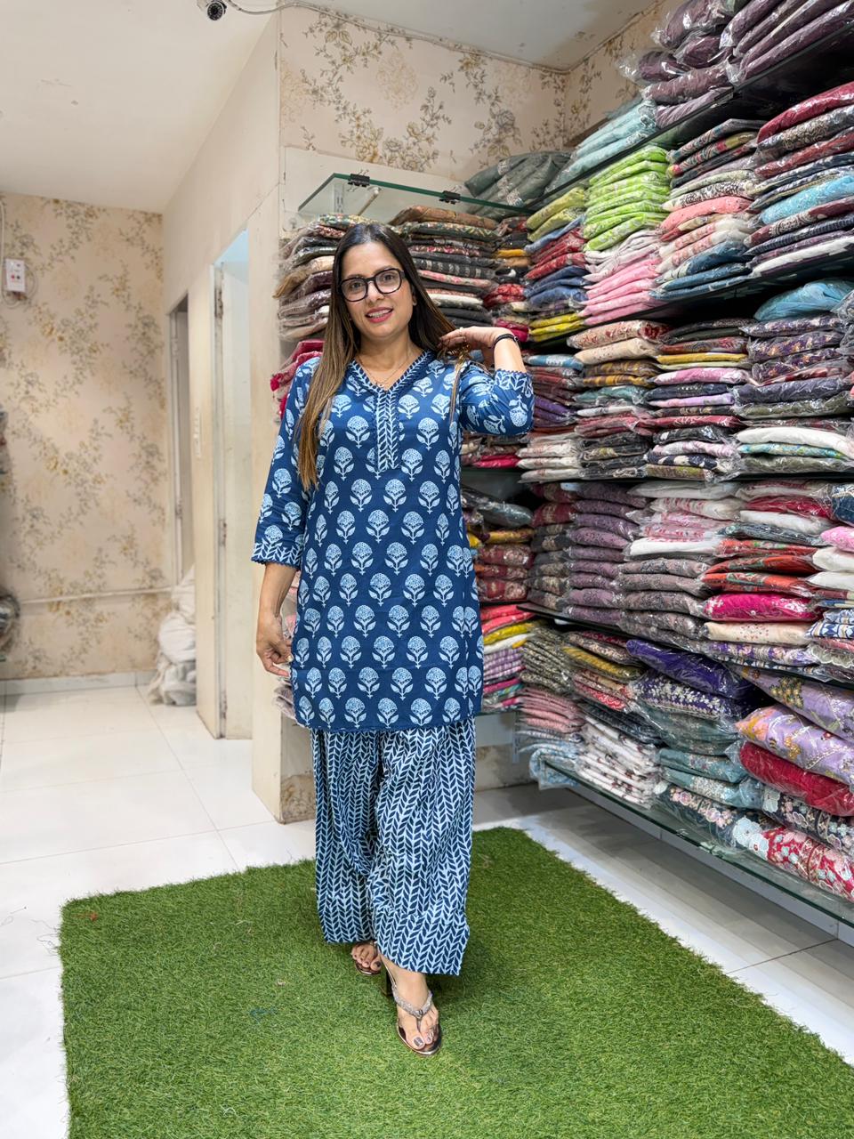 Pure Cotton Blue Farsi Salwar 2pc Set