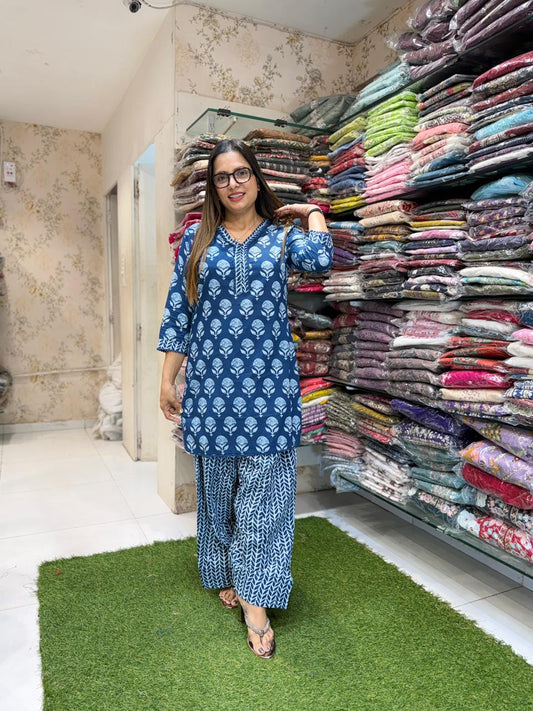 Pure Cotton Blue Farsi Salwar 2pc Set