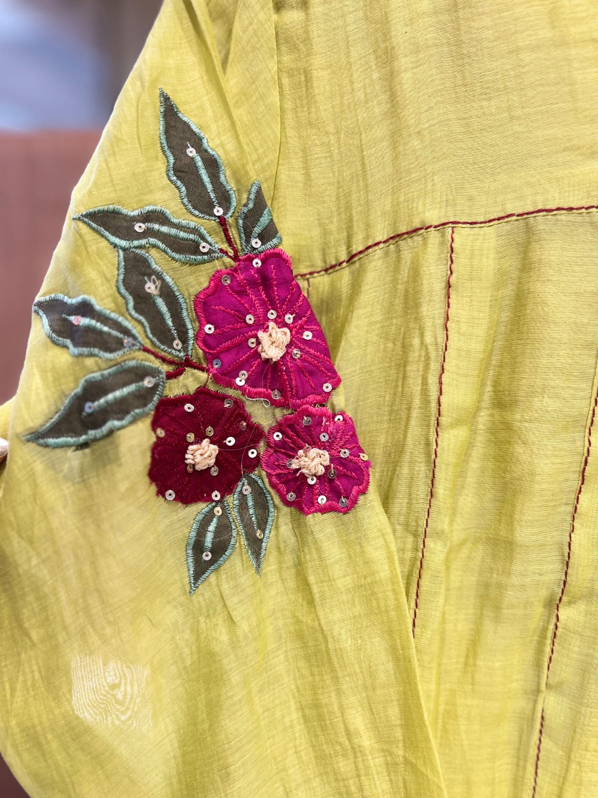 Pure Banaras Mull Chanderi English Yellow 3pc Set