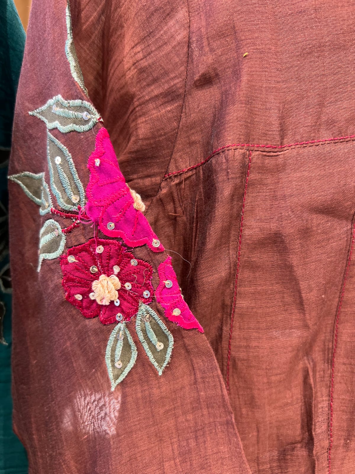 Pure Banaras Mull Chanderi Brown 3pc Set