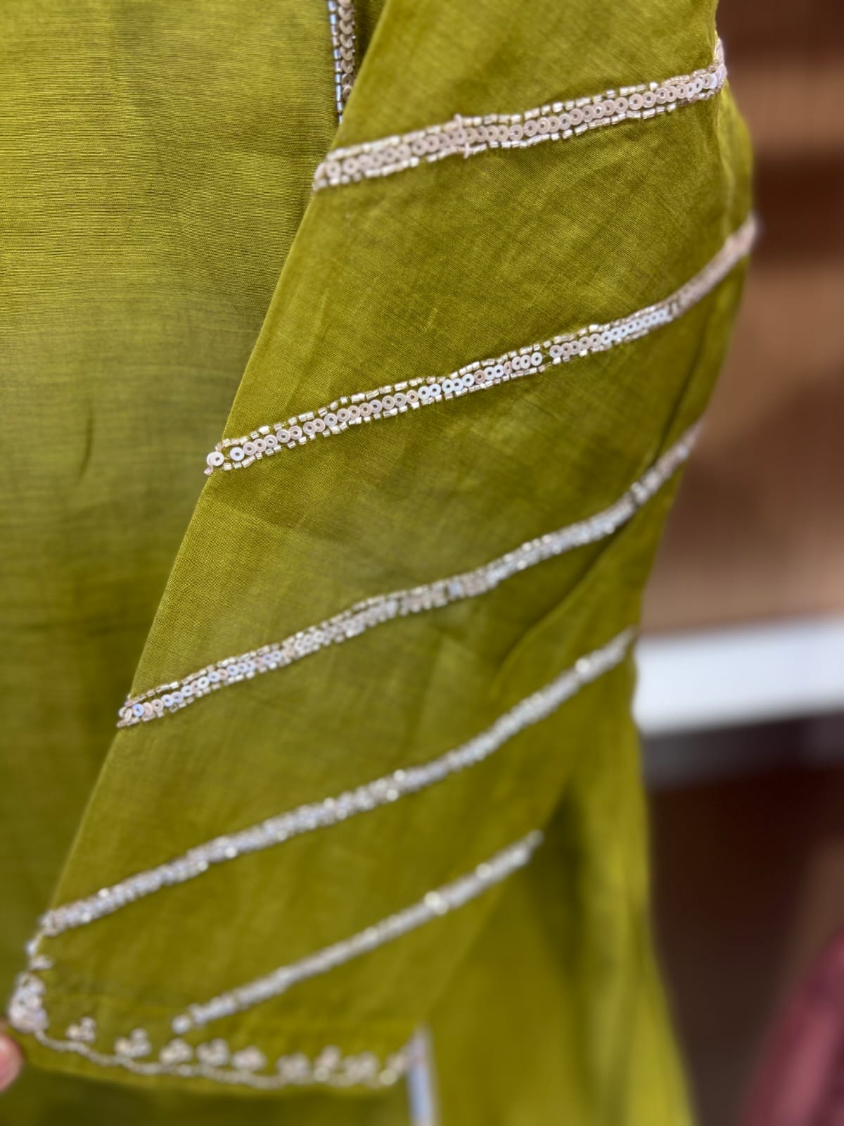 Pure Banaras Mull Chanderi Chatni Green 3pc Set