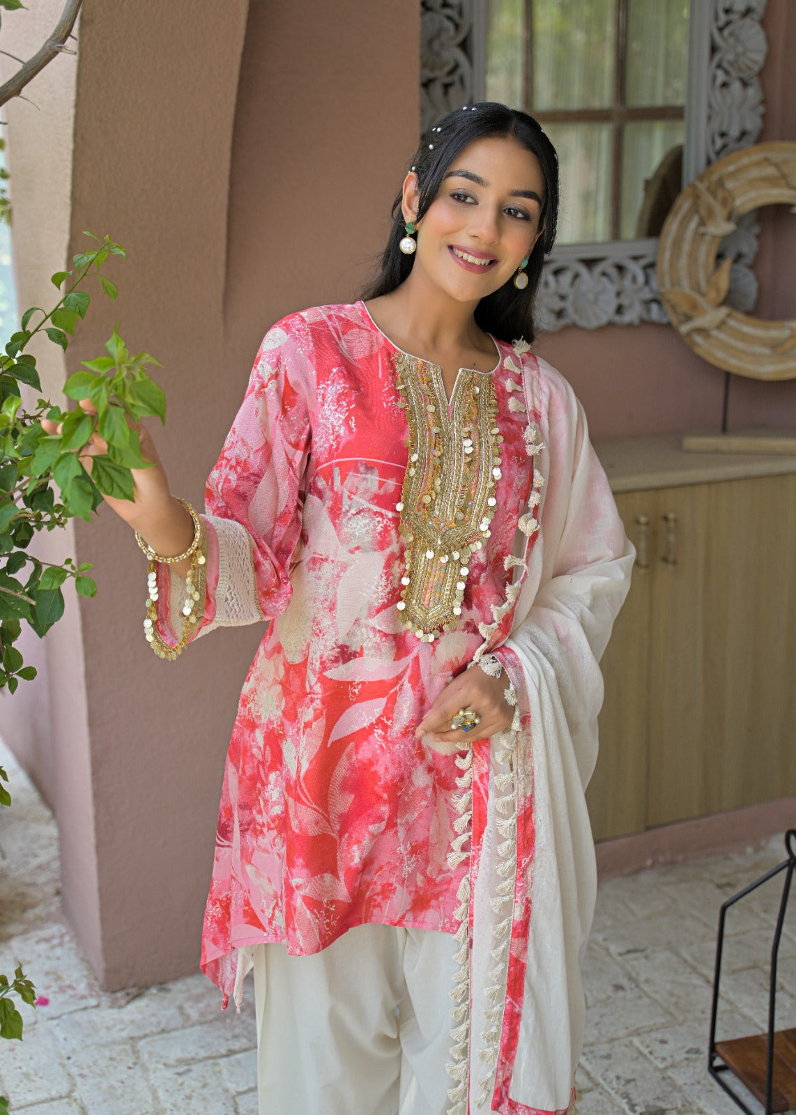 Pure Muslin Farsi Salwar Carrot Pink 3pc Set