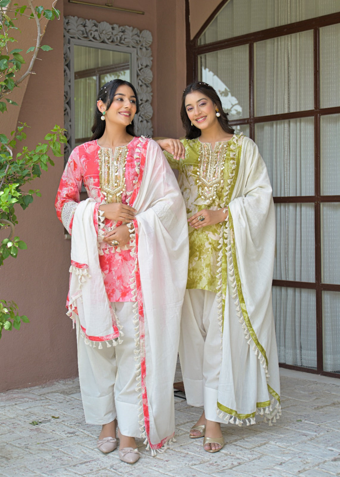 Pure Muslin Farsi Salwar Carrot Pink 3pc Set