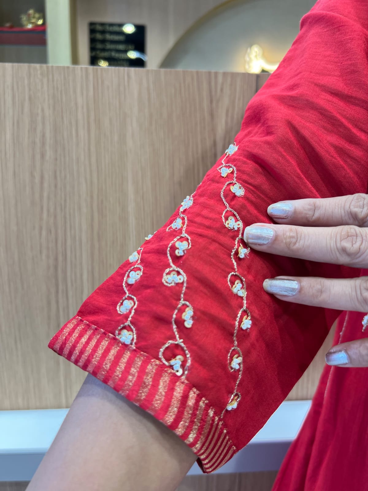 Pure Banaras Mull Chanderi Red 3pc Set