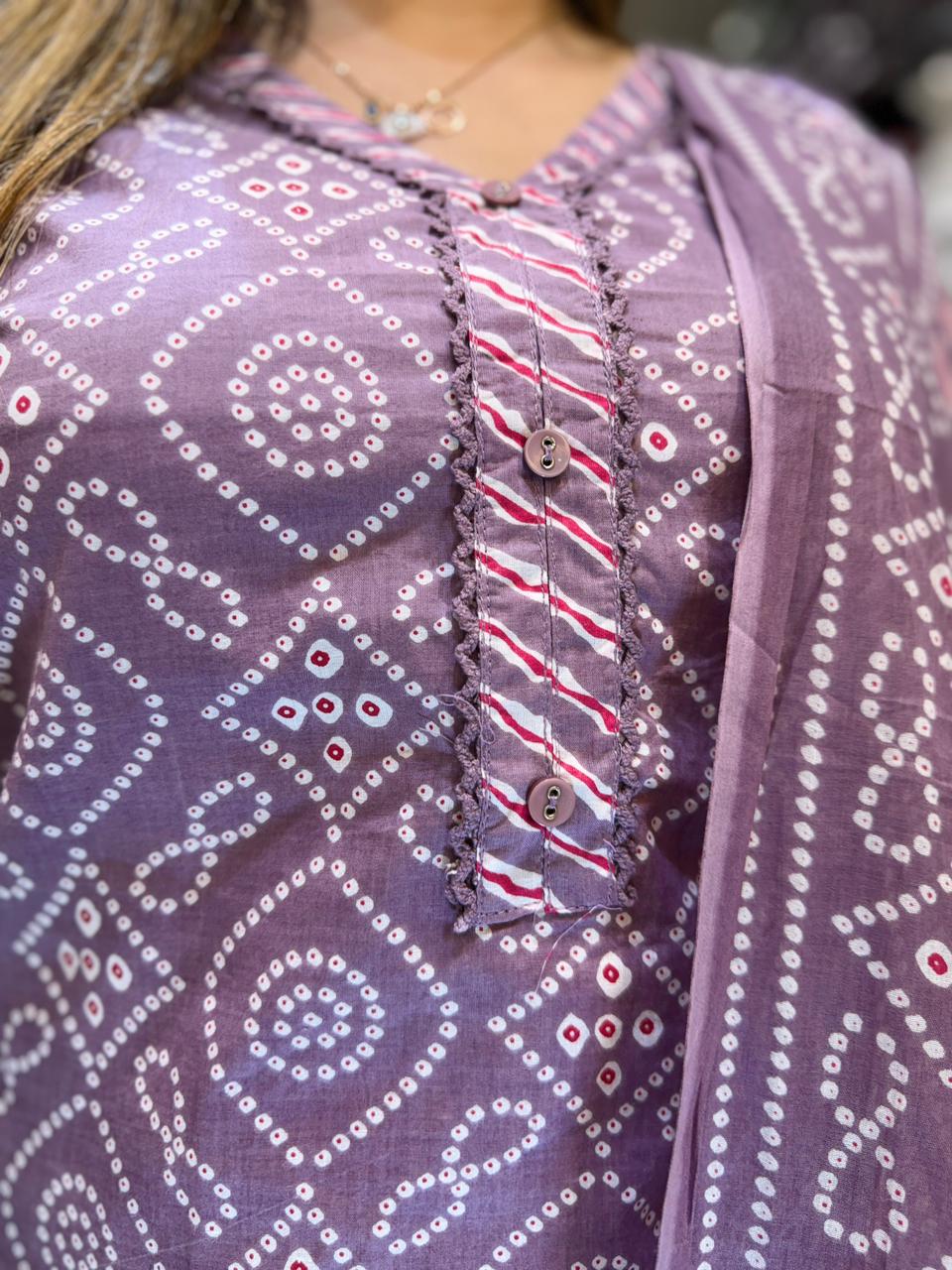 Pure Cotton Light Purple Farsi Salwar 3pc Set