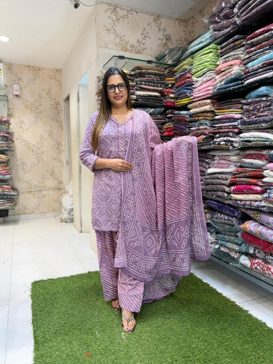 Pure Cotton Light Purple Farsi Salwar 3pc Set