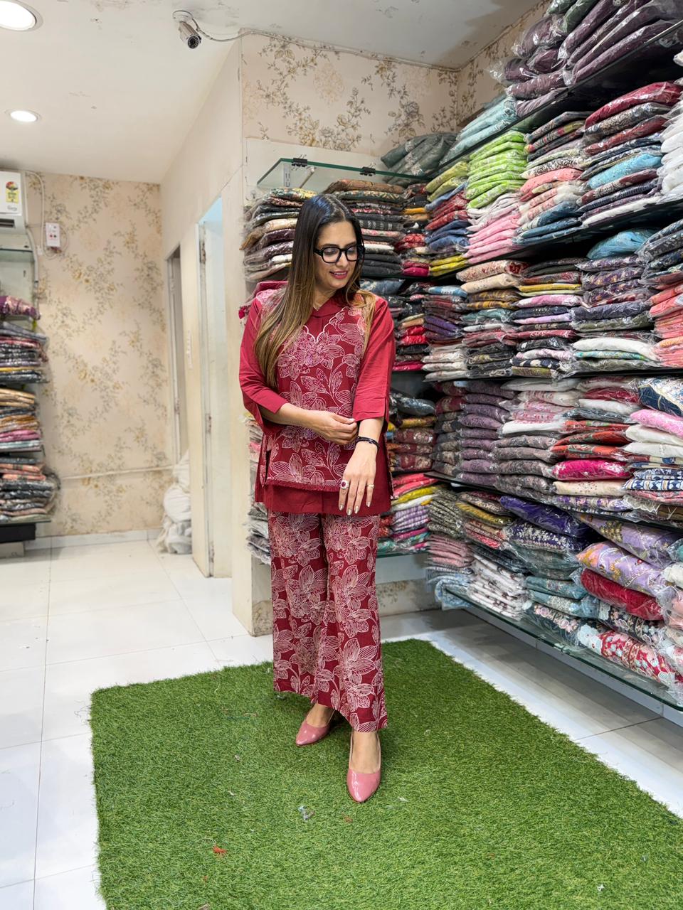 Pure Cotton Maroon 2pc Set