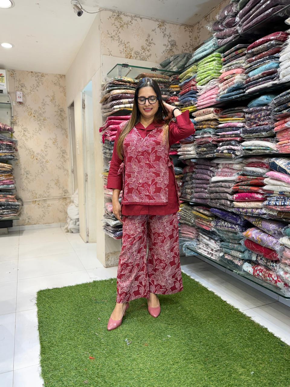 Pure Cotton Maroon 2pc Set