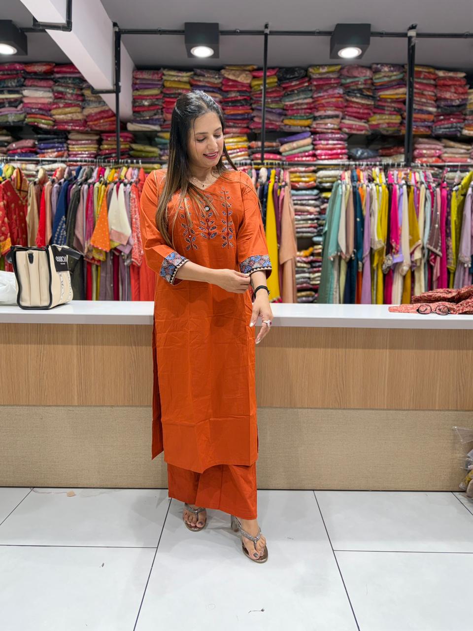 Pure Slub Cotton Orange 2pc Set