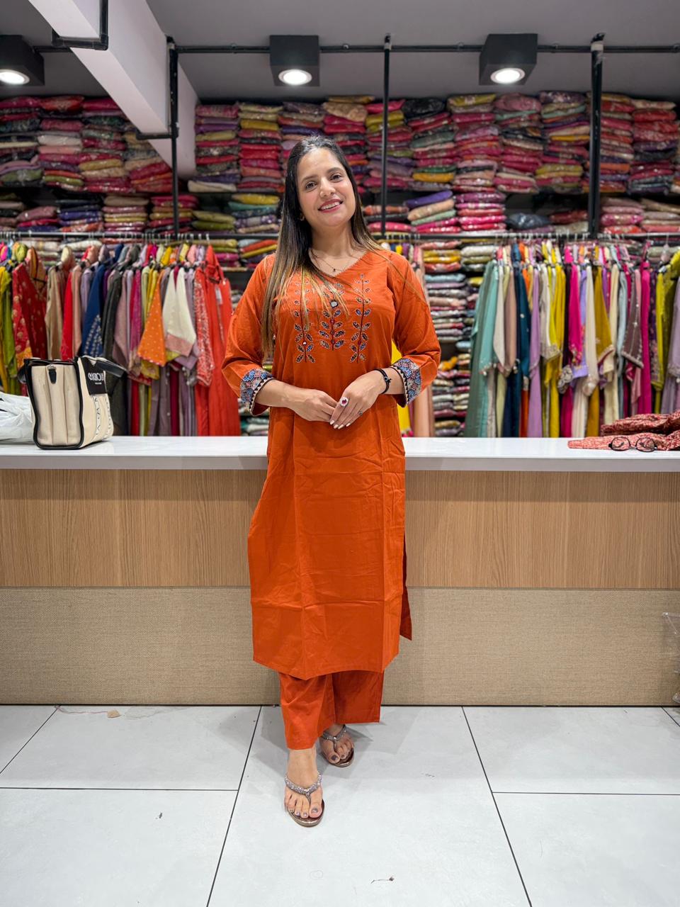 Pure Slub Cotton Orange 2pc Set