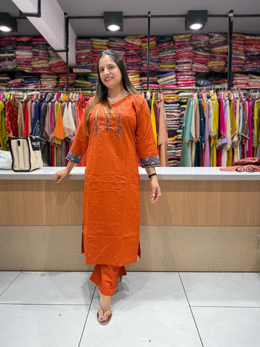 Pure Slub Cotton Orange 2pc Set