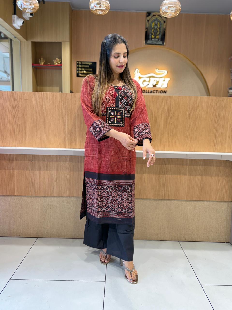 Pure Cotton Maroon 2pc Set