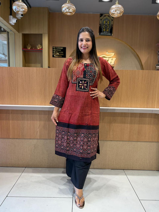 Pure Cotton Maroon 2pc Set