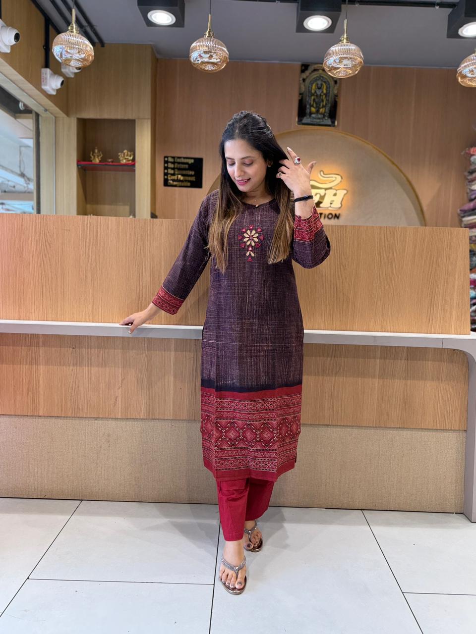 Pure Cotton Dark Wine 2pc Set