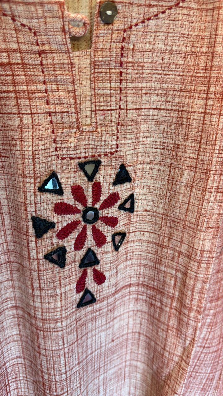 Pure Cotton Maroon Peach 2pc Set