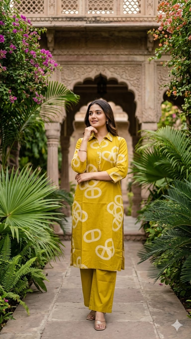 Pure Cotton Mustard Yellow 2pc Set