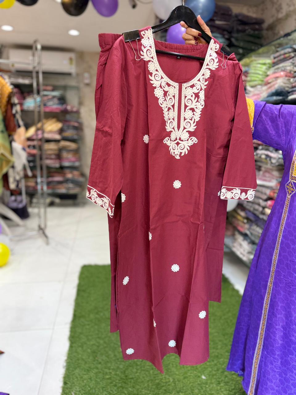 Pure Cotton Maroon 2pc Set