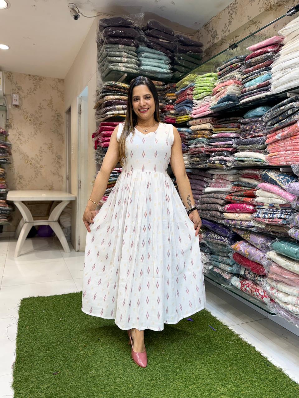 Pure Linen Cotton Off White Midi