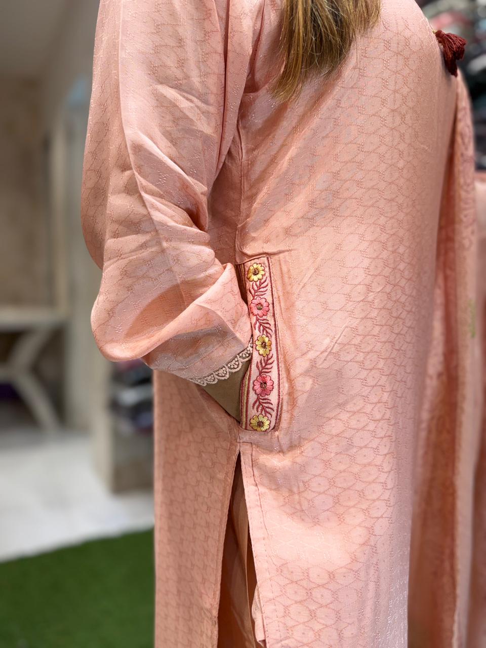 Pure Muslin Peach 3pc Set