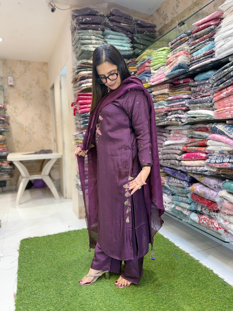 Pure Dola Silk Purple 3pc Set