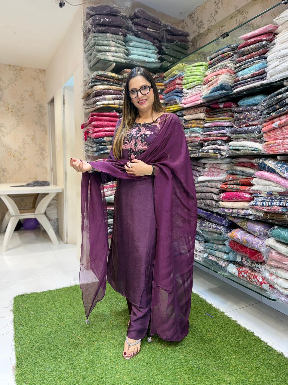 Pure Dola Silk Purple 3pc Set