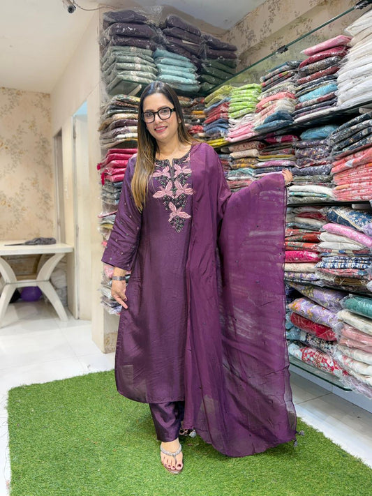Pure Dola Silk Purple 3pc Set