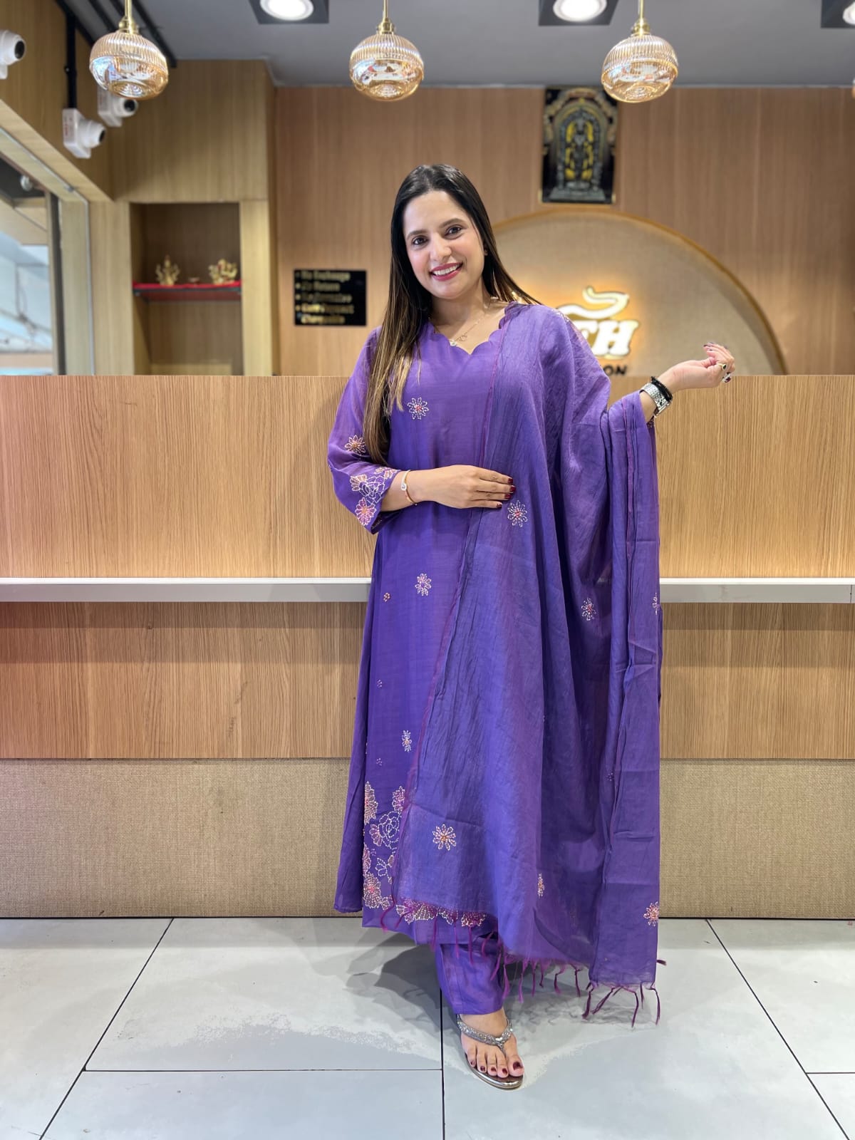 Banaras Mull Chanderi Lavender 3pc Set