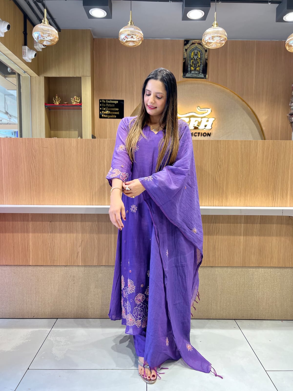 Banaras Mull Chanderi Lavender 3pc Set