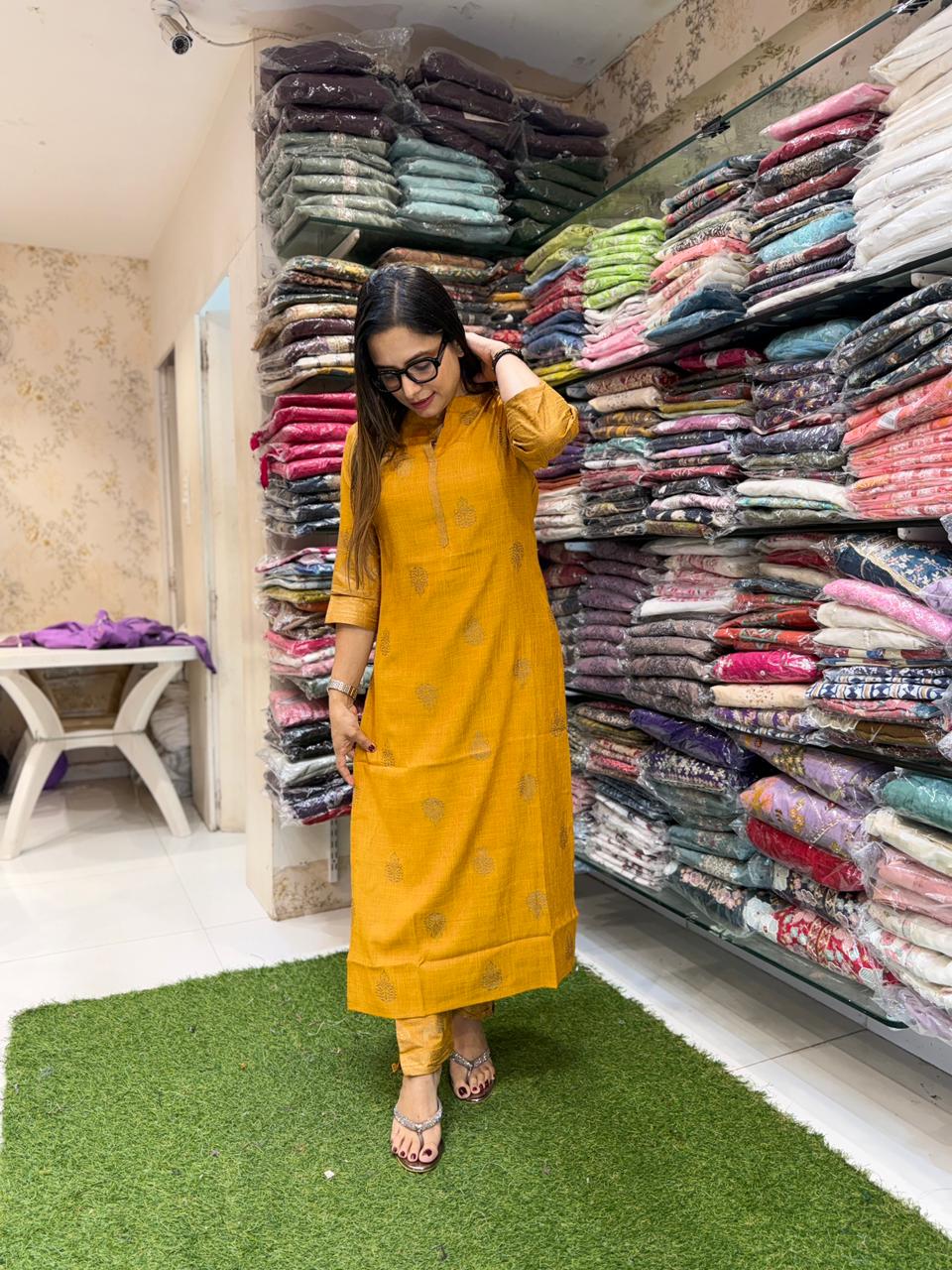 Pure Linen Slub Yellow 2pc Set