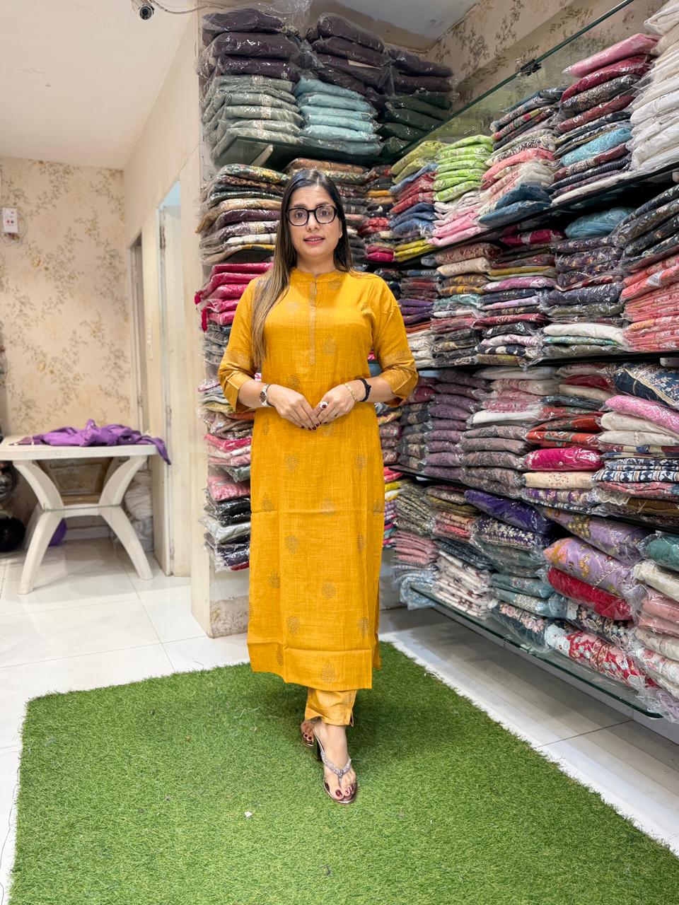 Pure Linen Slub Yellow 2pc Set