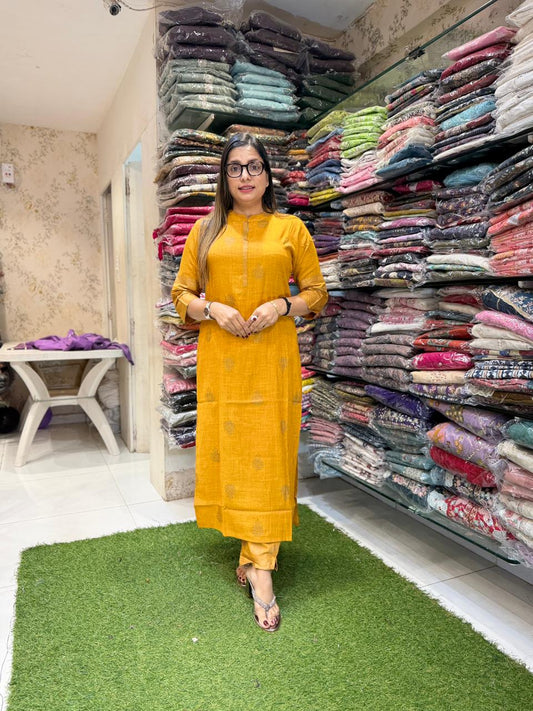 Pure Linen Slub Yellow 2pc Set
