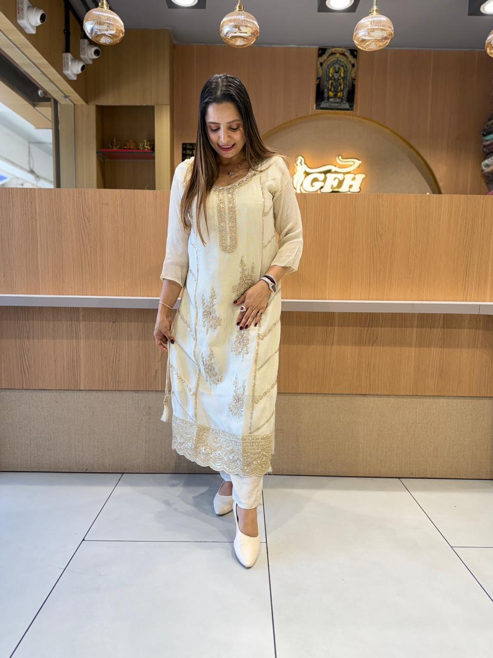 Partywear Pure Crush Tissue ivory 3 Pc Set