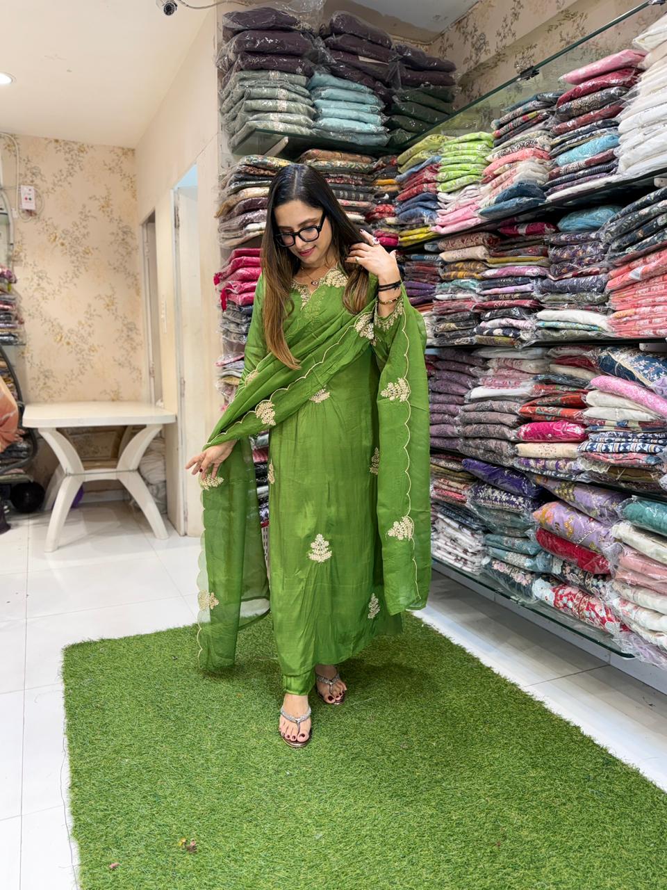 Pure Malai Silk Green 3pc Set