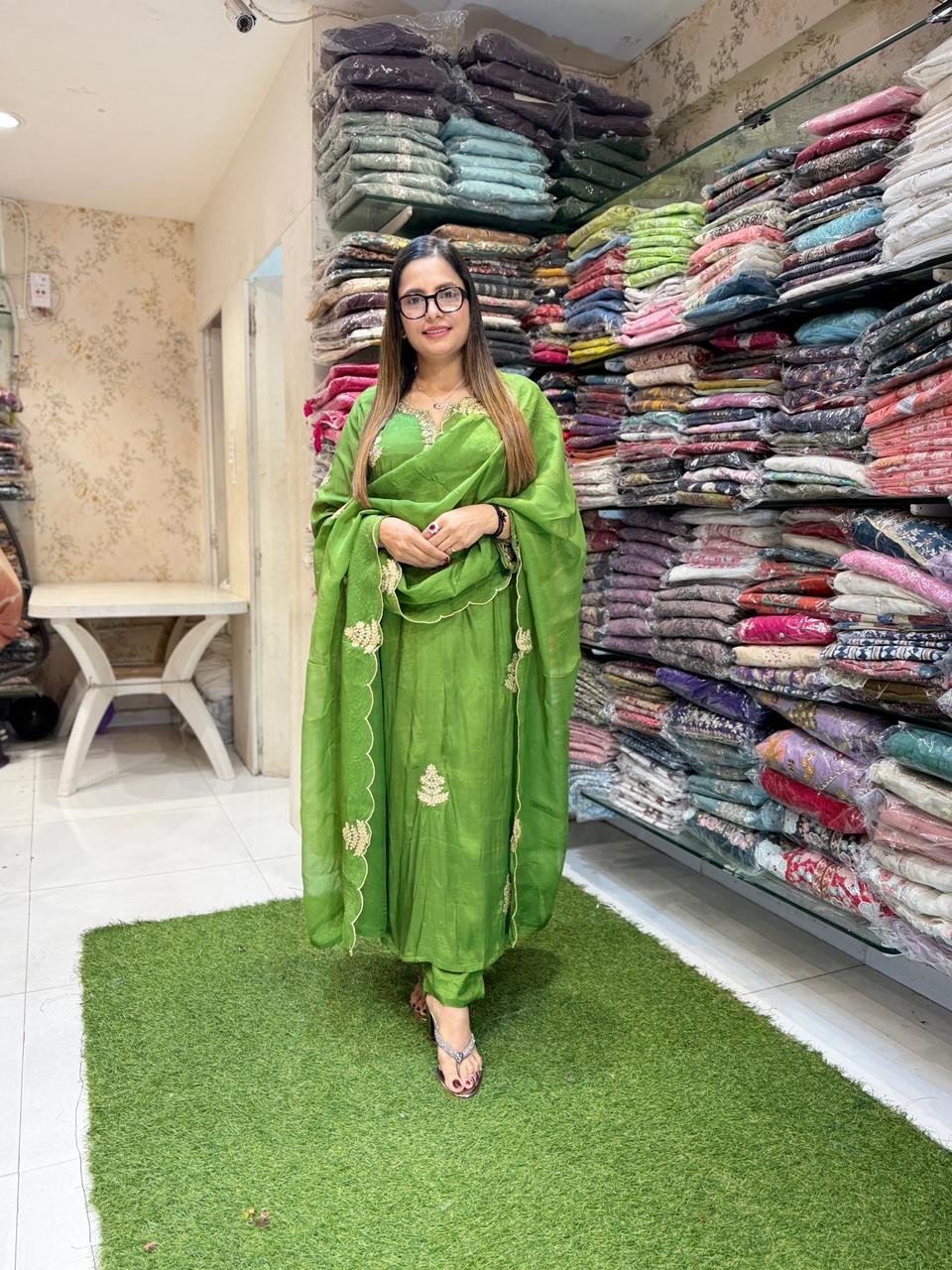 Pure Malai Silk Green 3pc Set