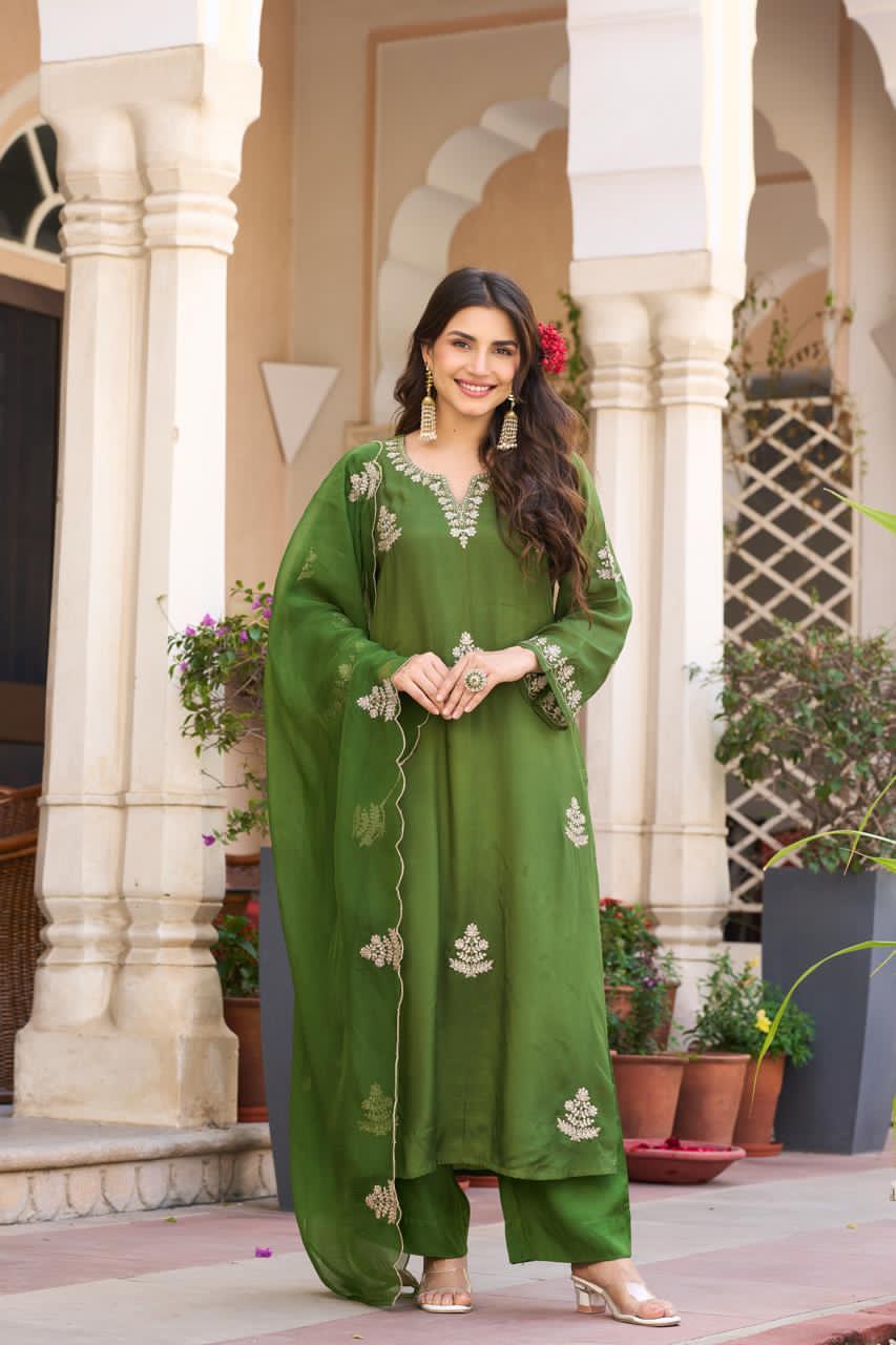Pure Malai Silk Green 3pc Set