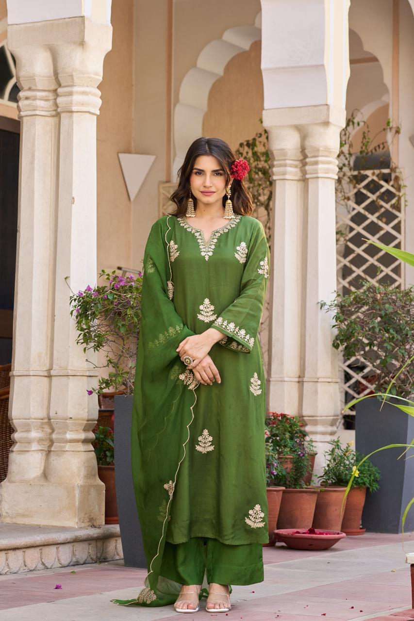 Pure Malai Silk Green 3pc Set
