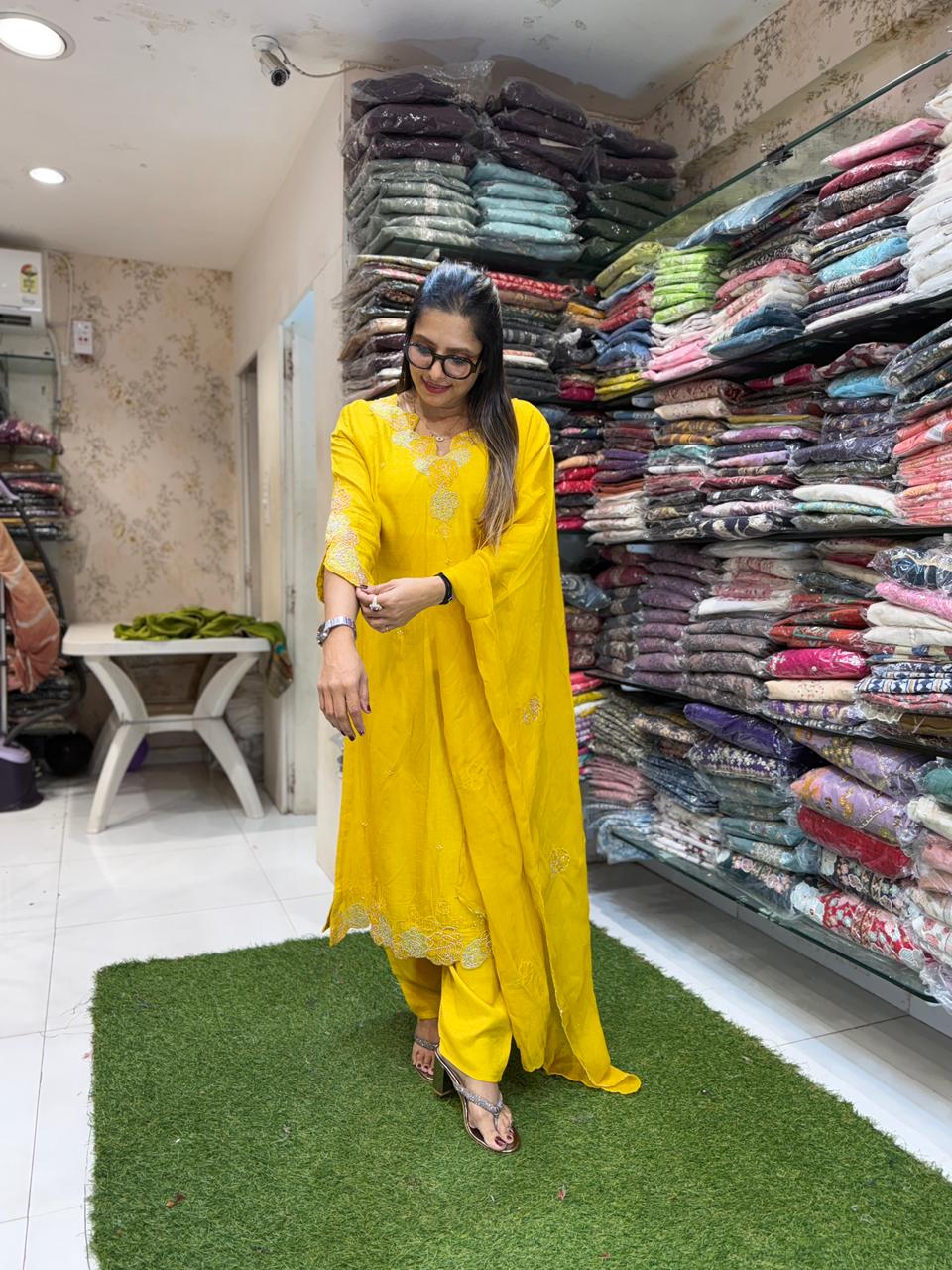 Pure Dola Silk Yellow 3pc Set