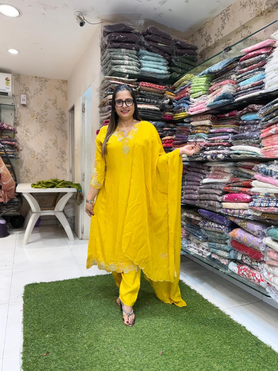 Pure Dola Silk Yellow 3pc Set