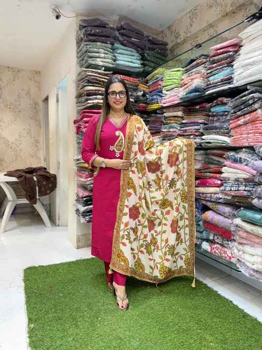 Pure Dabu Cotton Rani Pink 3pc Set