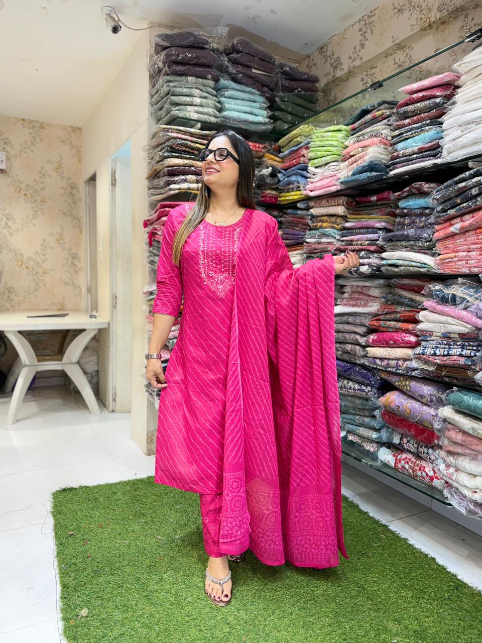 Pure Cotton Rani Pink 3pc Set