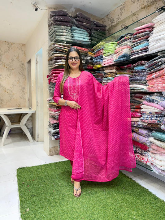 Pure Cotton Rani Pink 3pc Set
