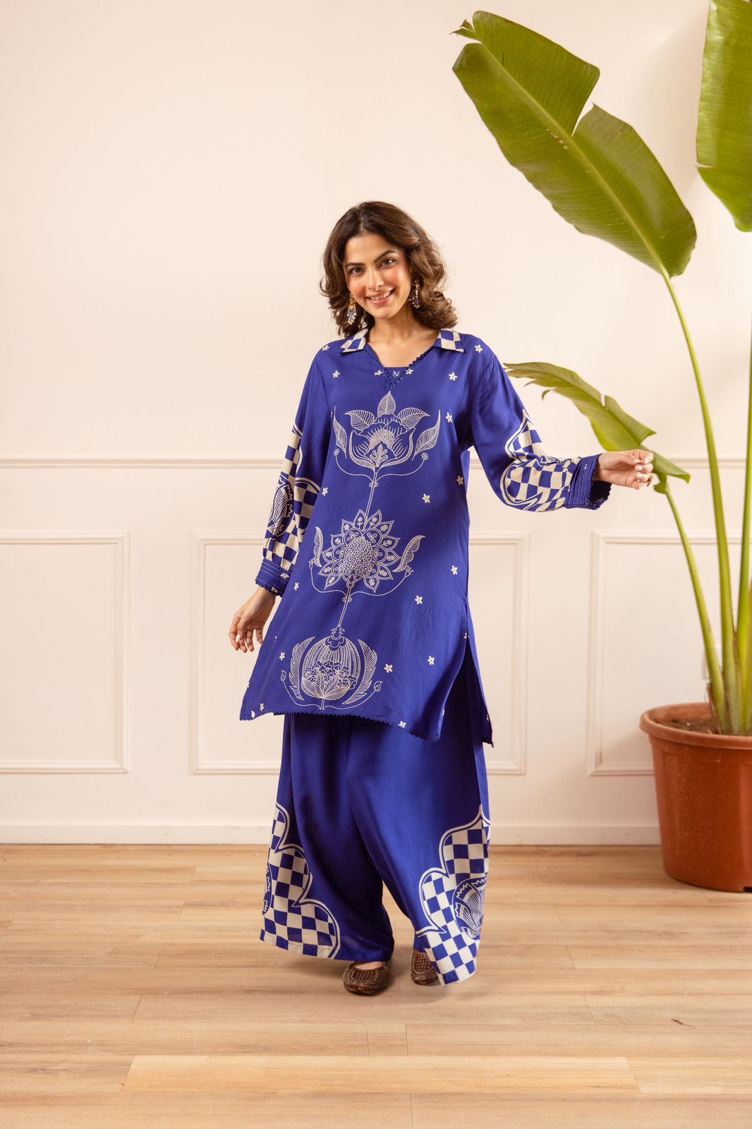 Pure German Rayon Royal Blue 2pc Set