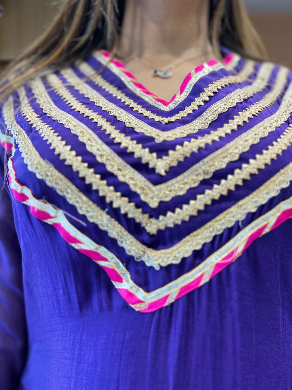 Pure Banaras Mull Chanderi Purple 3pc Set