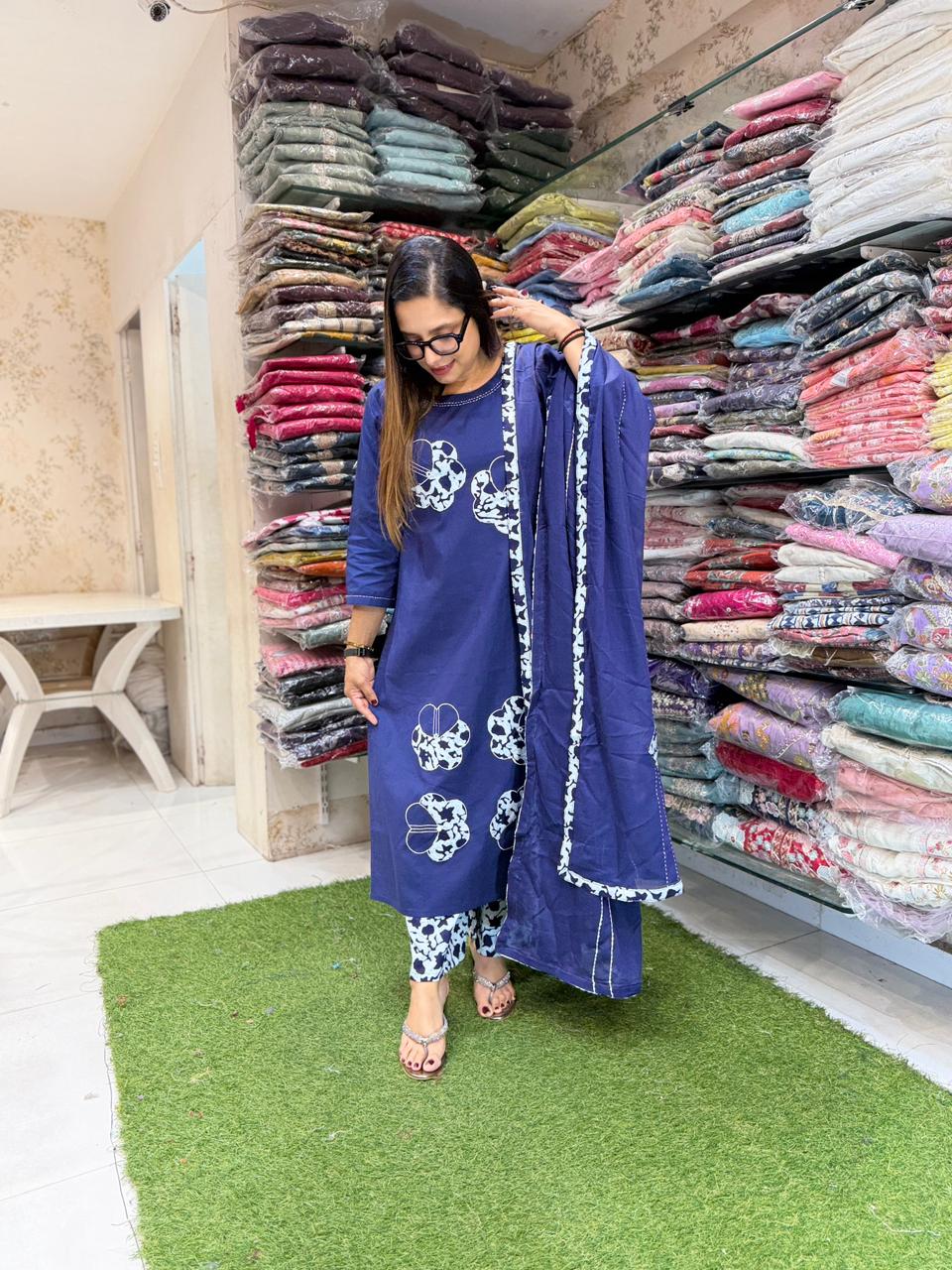 Pure Dhabu Cotton Blue 2pc Set