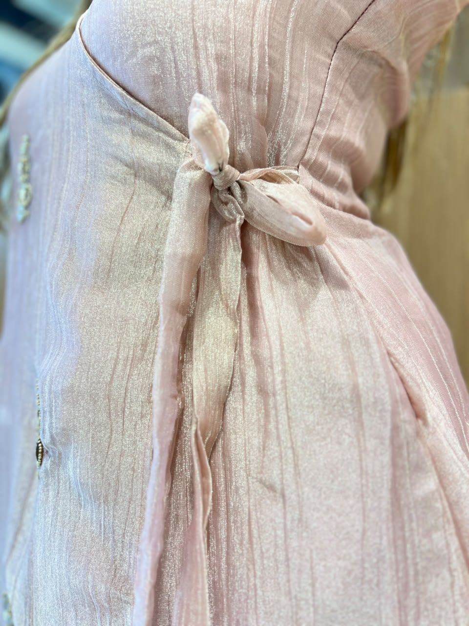 Pure Glass Tissue Rose Gold Angrakha Cordset