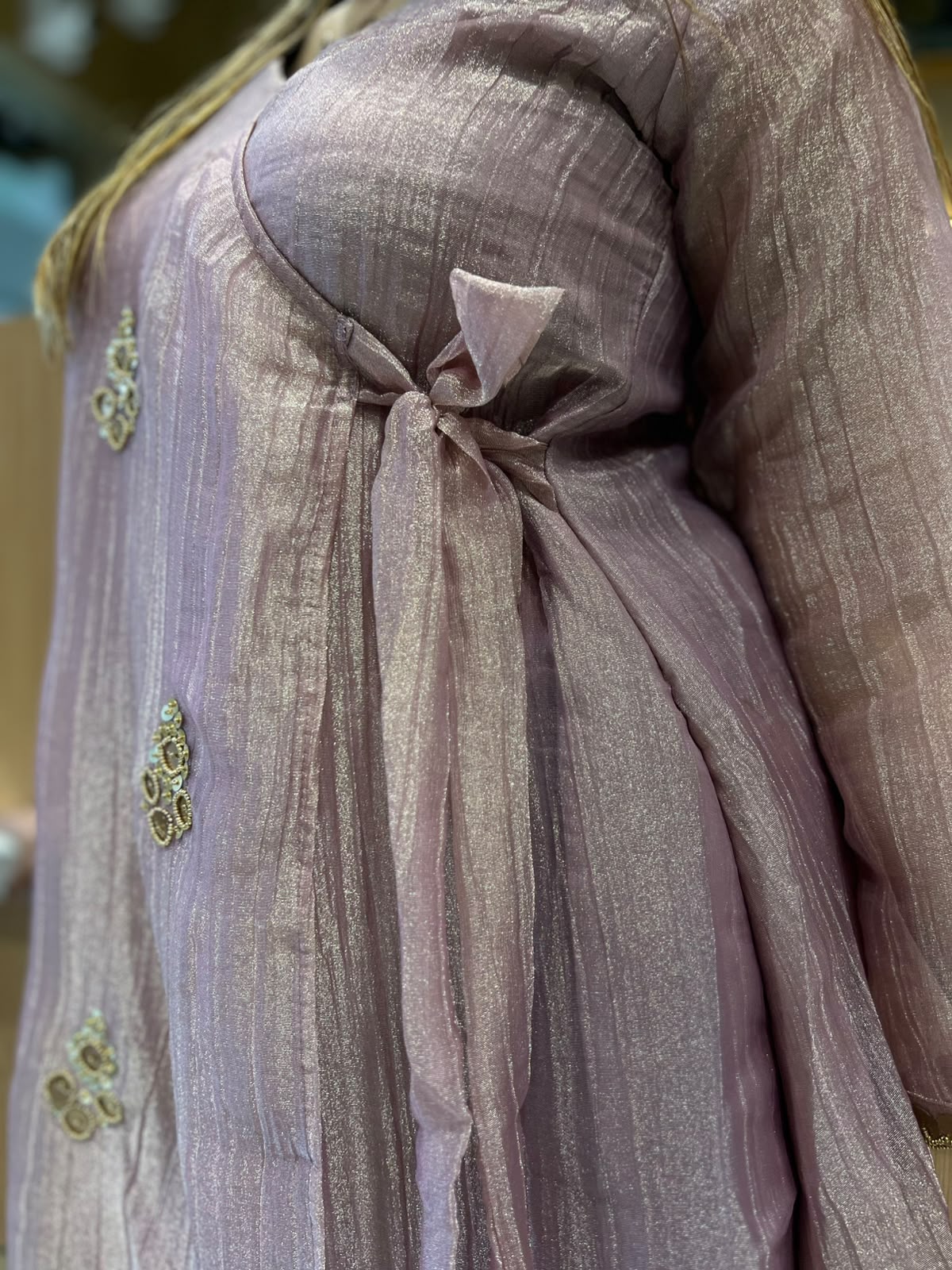 Pure Glass Tissue Onion Pink Angrakha Cordset