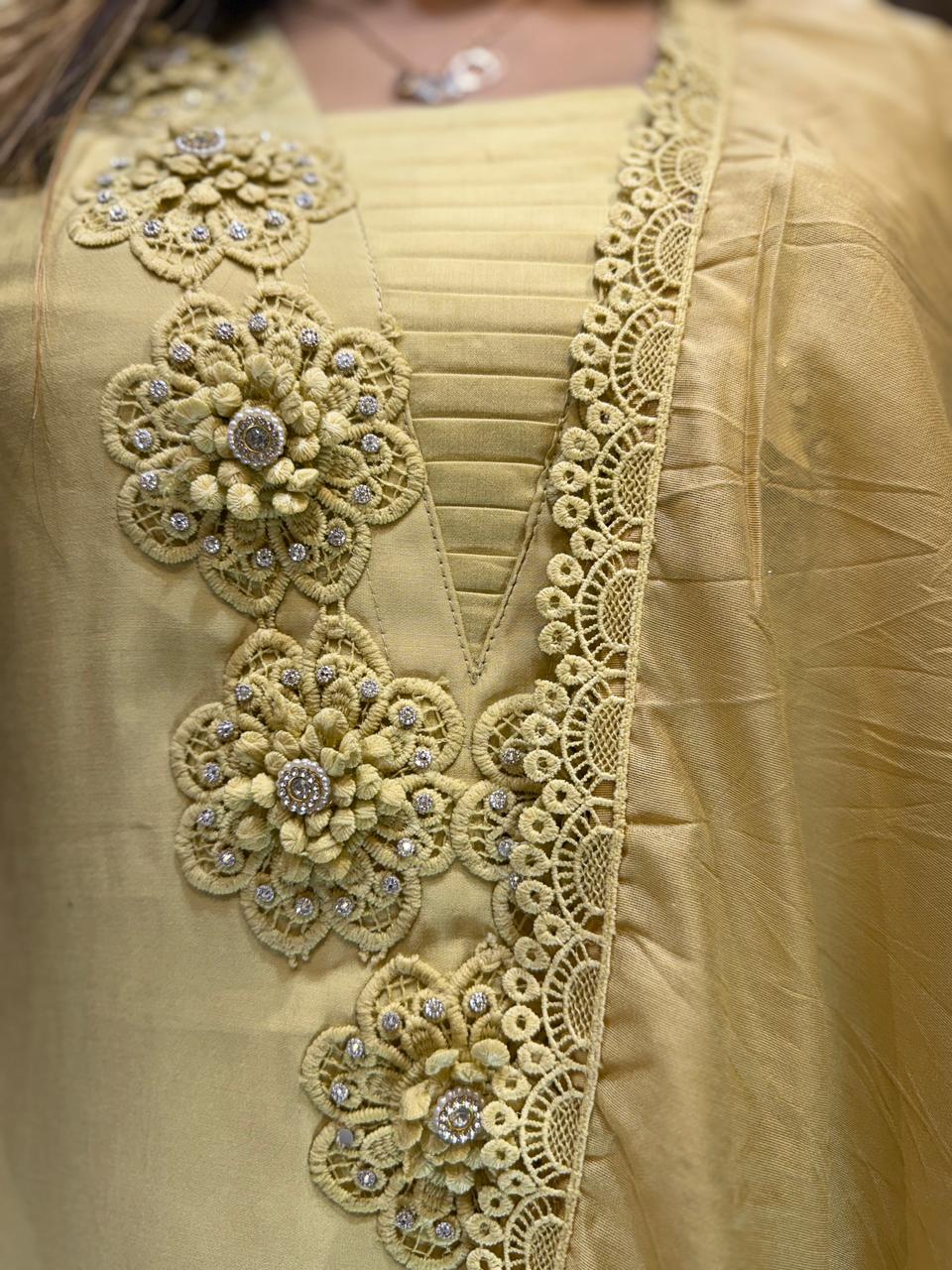 Pure Cotton Silk Light Yellow 3pc Set