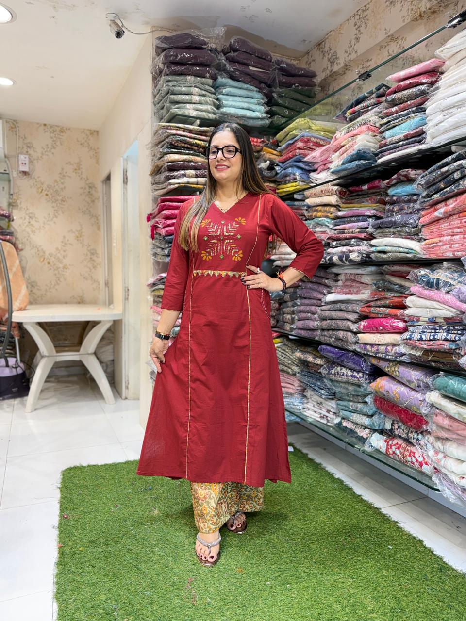 Pure Cotton Maroon 2pc Set