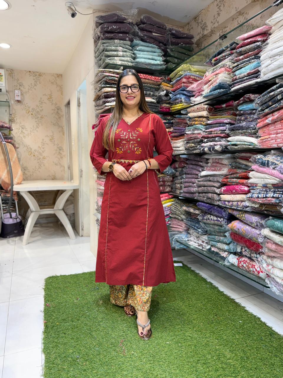 Pure Cotton Maroon 2pc Set